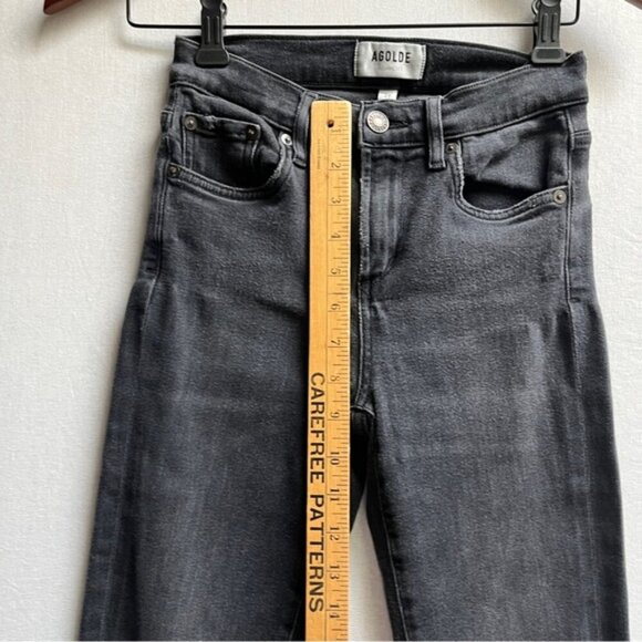 Agolde Sophie Black Skinny Jeans Distressed Fray Denim Jeans Sz 23 - Picture 14 of 15
